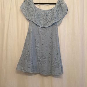 Francesca’s boutique dress, light blue. Eyelet/lace overlay. Worn twice